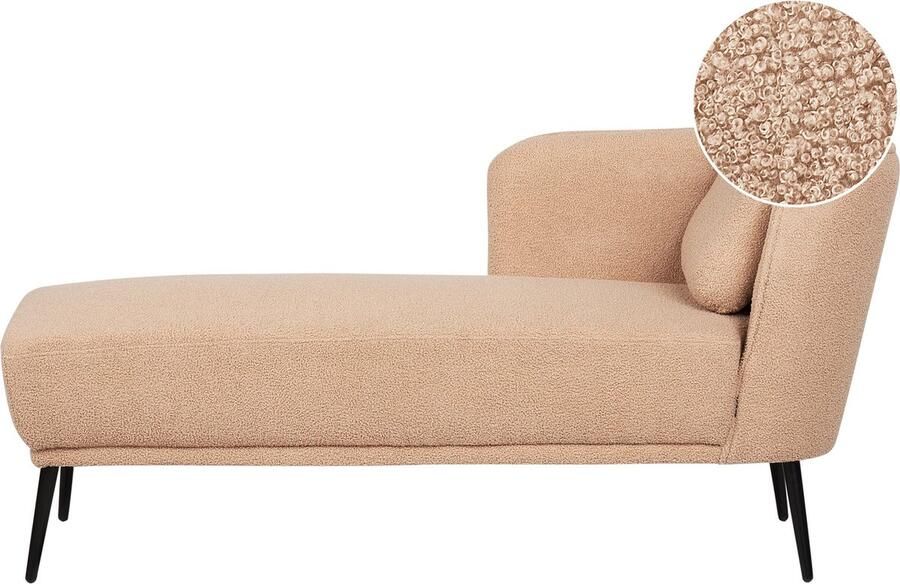 Beliani ARTHEZE Chaise longue Lichtbruin Rechtszijdig Bouclé