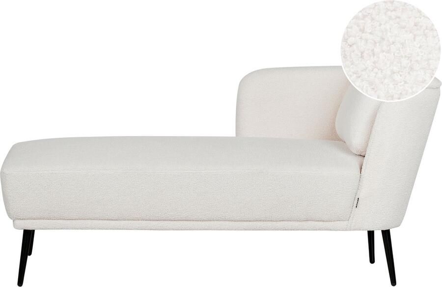 Beliani ARTHEZE Chaise longue Gebroken wit Rechtszijdig Bouclé