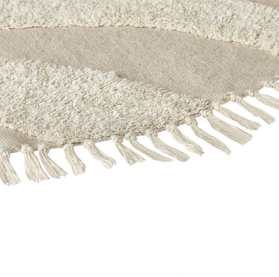 Beliani ARTMAK Vloerkleed Lichtbeige 140 cm Katoen