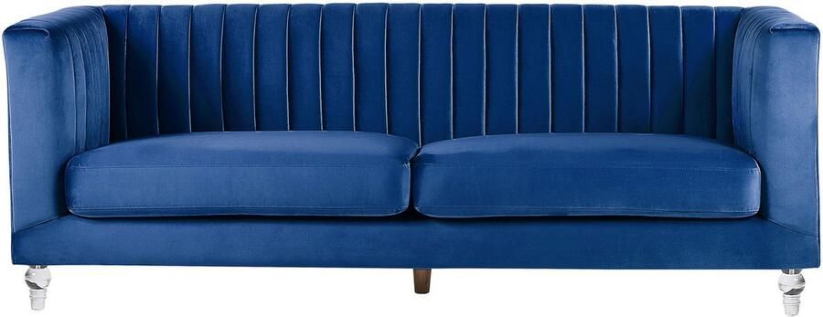 Beliani Bank ARVIKA Fluweel Marineblauw 3-zitter - Foto 2