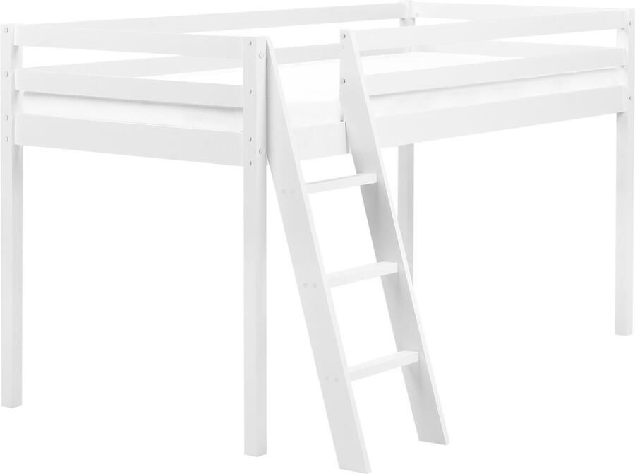 Beliani Verhoogd bed Dennenhout ASCOUX 90 x 200 cm Wit