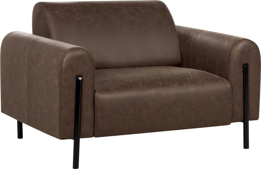 Beliani ASKIM Fauteuil Donkerbruin Polyester