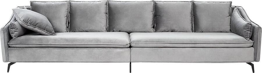 Beliani Vierzitsbank fluweel lichtgrijs AURE