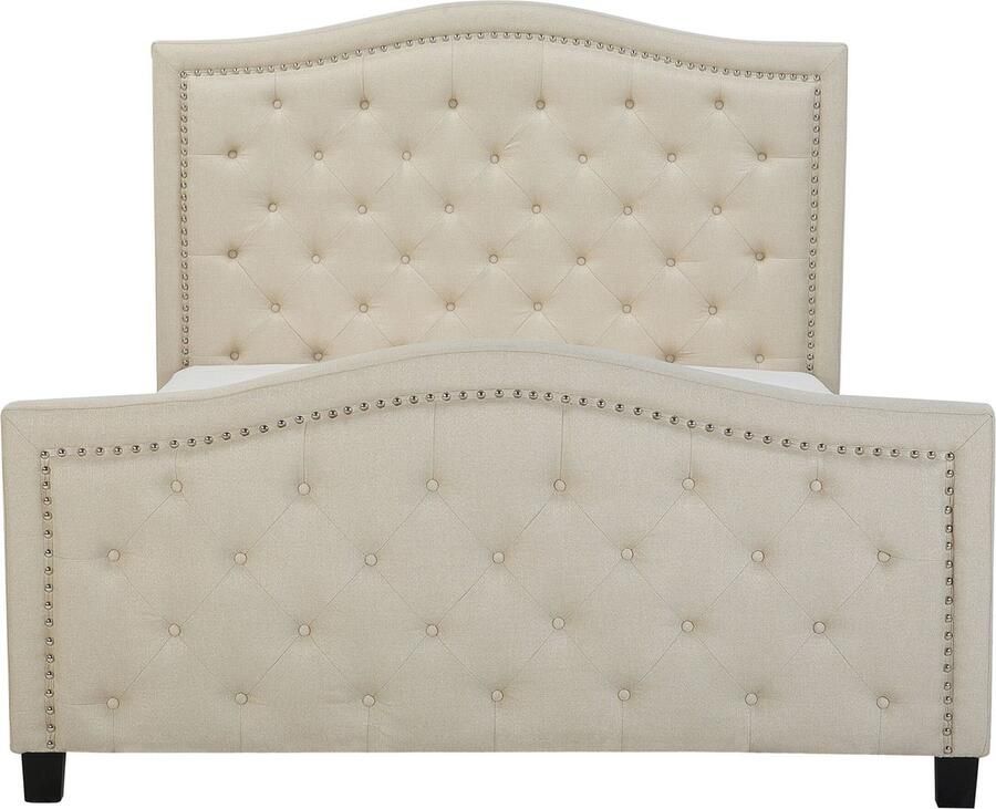 Beliani AUREL Tweepersoonsbed Beige 160 x 200 cm Polyester