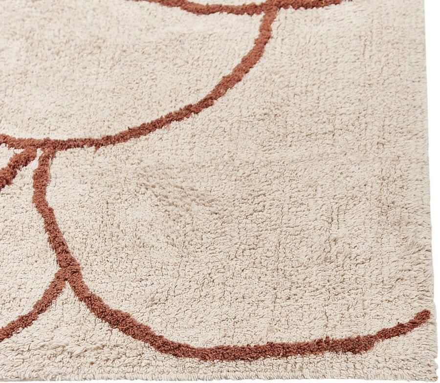 Beliani AVDAN Laagpolig vloerkleed Lichtbeige 200 x 200 cm Katoen - Foto 2