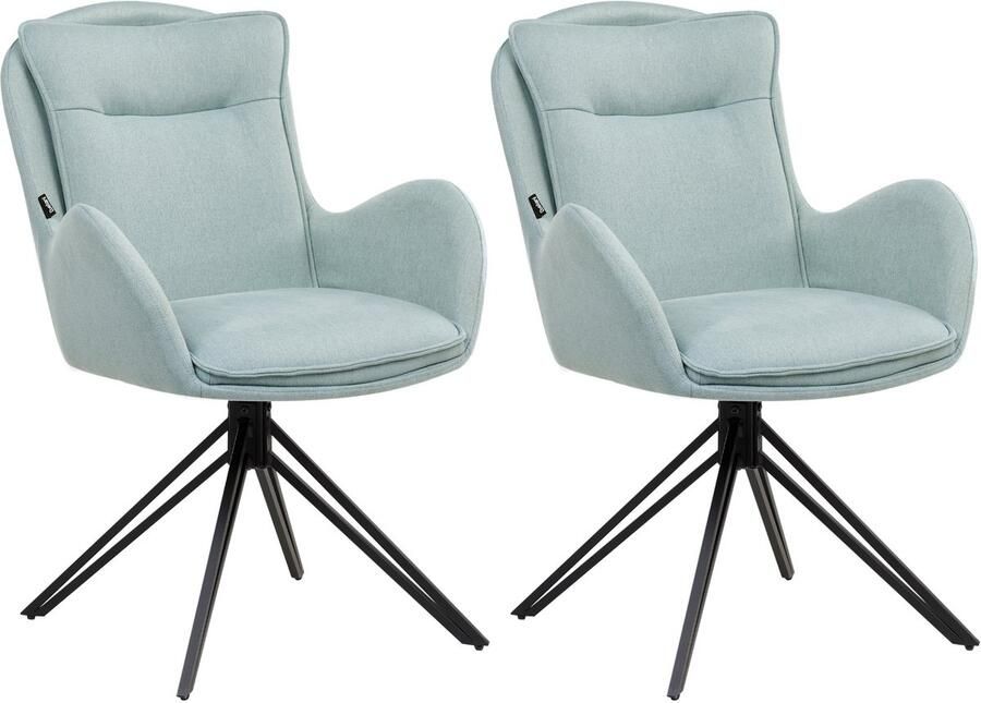 Beliani Set van 2 eetkamerstoelen Draaibaar AVELAR Mintgroen