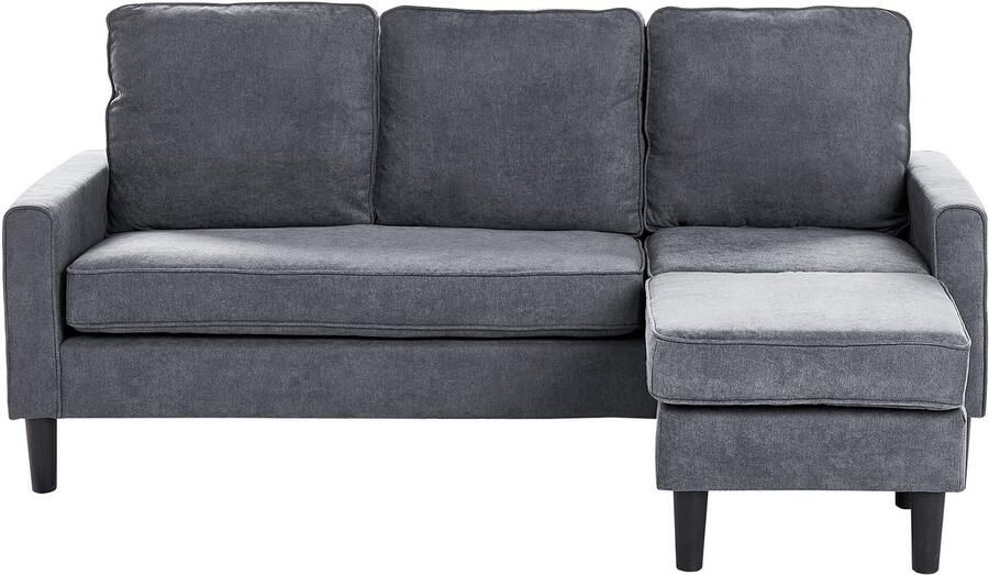 Beliani Bank AVESTA Stof Donkergrijs Met ottomaan 3-zitter