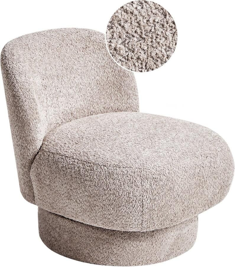 Beliani Draaifauteuil AYLO Bouclé Taupe