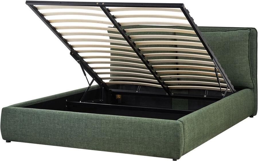 Beliani BAJONNA Bed met opbergruimte Donkergroen 160 x 200 cm Polyester