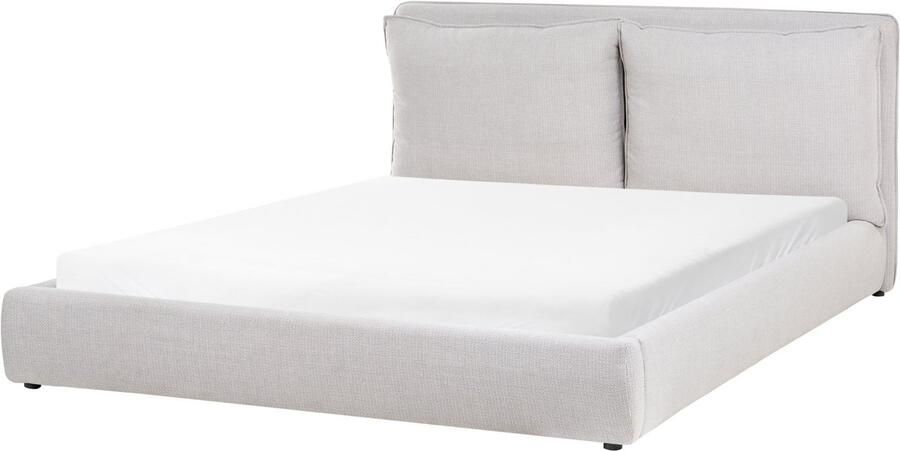 Beliani BAJONNA Tweepersoonsbed Lichtgrijs 180 x 200 cm Stof