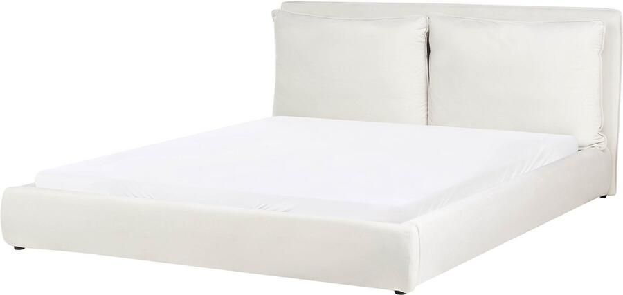 Beliani BAJONNA Tweepersoonsbed Off-white 180 x 200 cm Stof