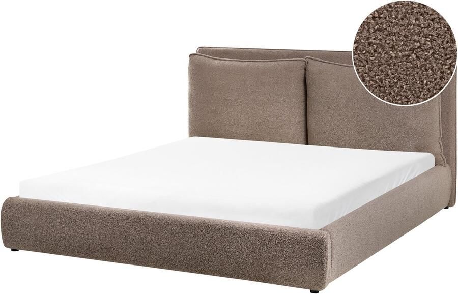 Beliani BAJONNA Waterbed Bruin 160 x 200 cm Bouclé