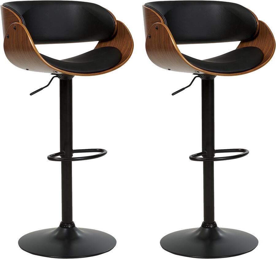 Beliani BAKU II Barkruk set van 2 Donkerbruin zwart Kunstleer