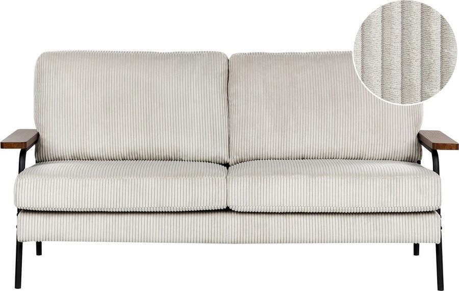 Beliani Bank AKRANES Corduroy Lichtgrijs 3-zitter