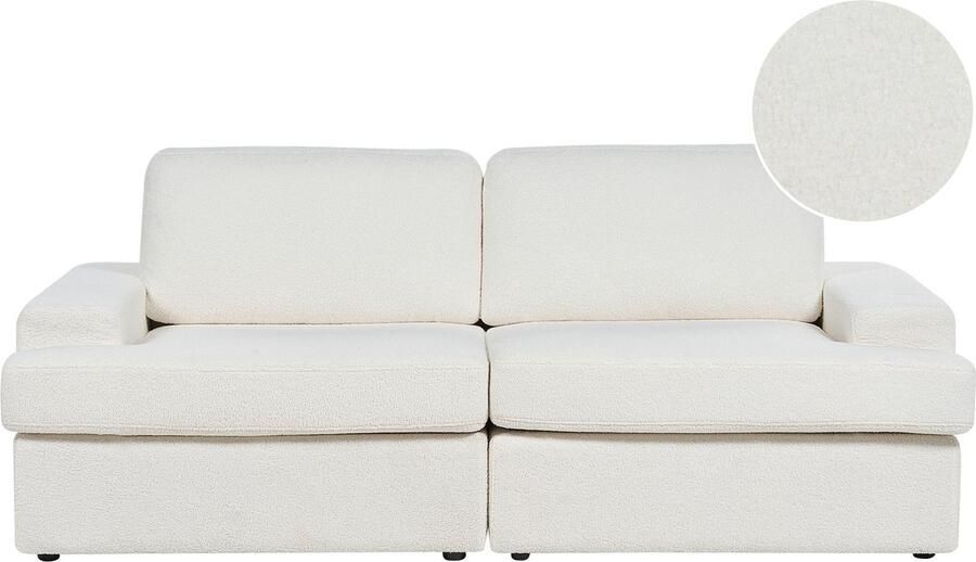 Beliani Bank ALLA Bouclé Gebroken wit 3-zitter