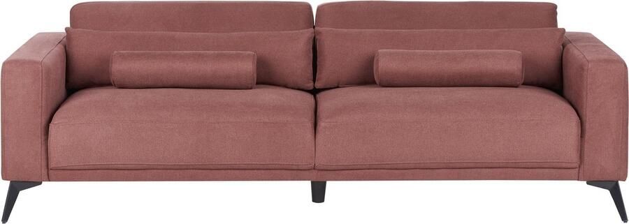 Beliani Driezitsbank stof bordeauxrood ANGE