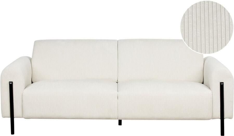 Beliani Bank ASKIM Corduroy Gebroken wit 3-zitter