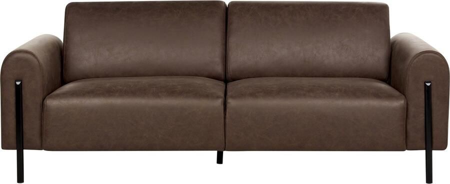 Beliani ASKIM Driezitsbank Donkerbruin Polyester