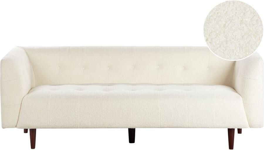 Beliani Bank BYSKE Bouclé Gebroken wit 3-zitter