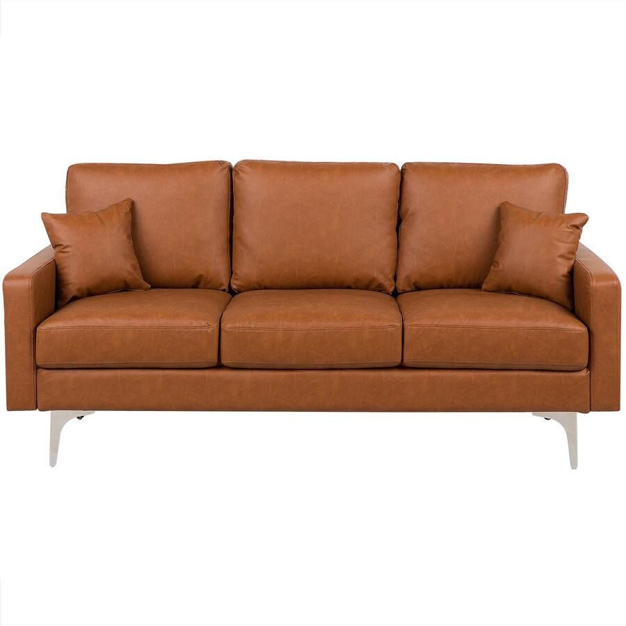 Beliani Bank GAVLE Kunstleer Goudbruin 3-zitter