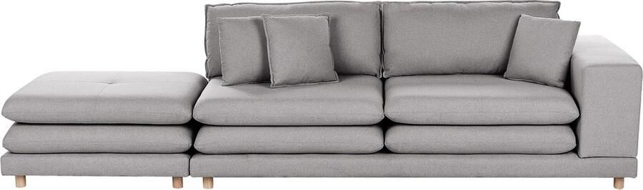 Beliani HEDEN Tweezitsbank met ottomaan Grijs Polyester