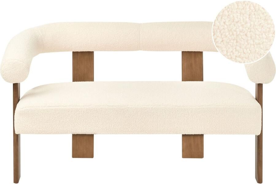 Beliani Bank ILBRO Bouclé Gebroken wit Donkerbruin 2-zitter