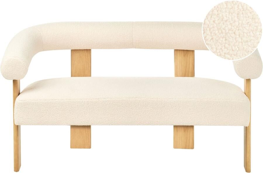 Beliani Bank ILBRO Bouclé Gebroken wit Lichtbruin 2-zitter