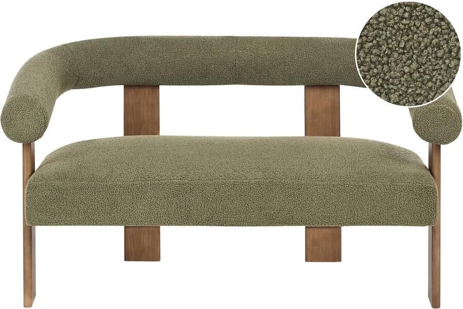 Beliani Bank ILBRO Bouclé Groen Donkerbruin 2-zitter