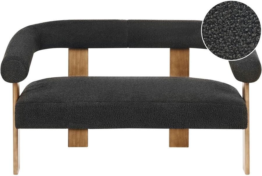 Beliani Bank ILBRO Bouclé Zwart Donkerbruin 2-zitter