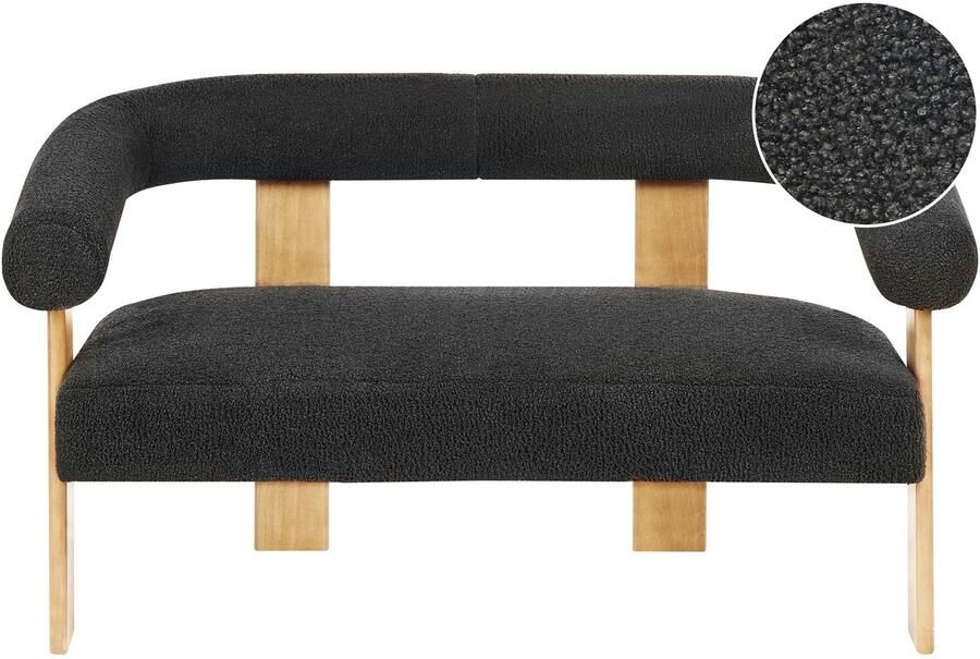 Beliani Bank ILBRO Bouclé Zwart Lichtbruin 2-zitter