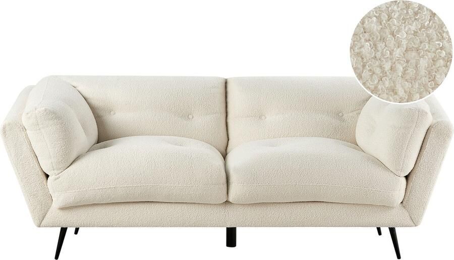 Beliani Bank LENVIK Bouclé Wit 3-zitter