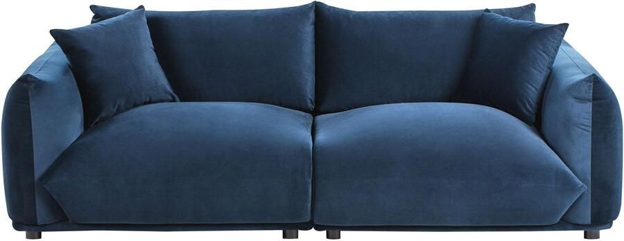 Beliani Bank LUVOS Fluweel Donkerblauw 3-zitter