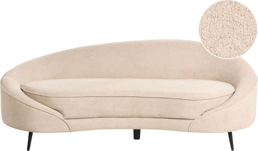 Beliani SAVAR Driezitsbank Lichtbeige Bouclé - Foto 2