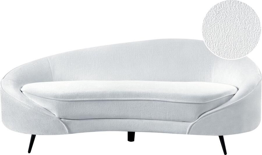 Beliani Bank SAVAR Bouclé Wit 3-zitter - Foto 2