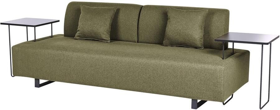 Beliani Driezitsbank met bijzettafels stof groen SOKNA