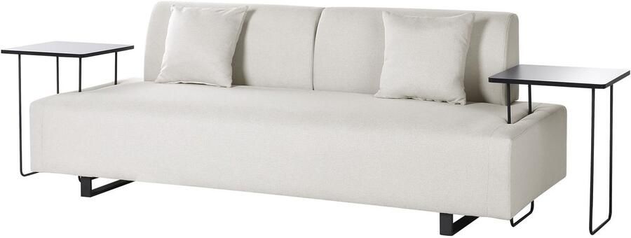 Beliani Driezitsbank met bijzettafels stof beige SOKNA