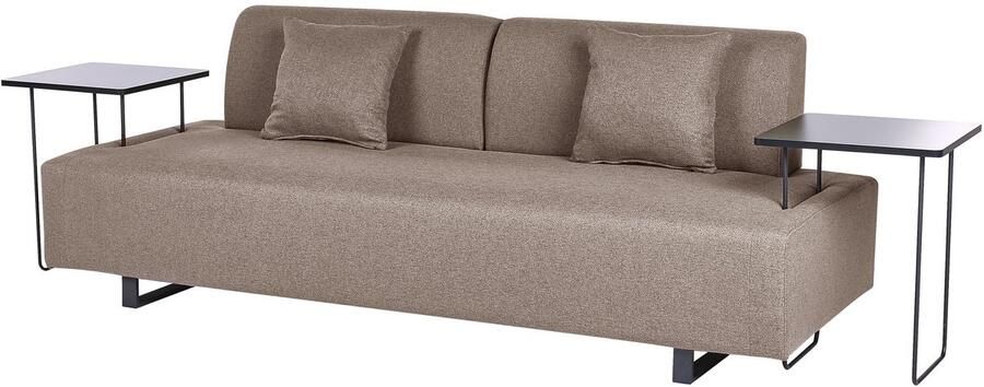 Beliani Bank SOKNA Stof Lichtbruin Met tafels 3-zitter