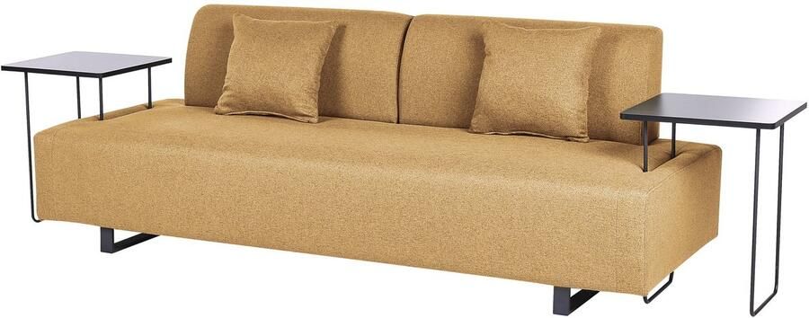 Beliani Bank SOKNA Stof Mosterdgeel Met tafels 3-zitter