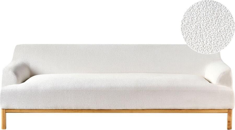 Beliani Bank SOSJO Bouclé Gebroken wit 3-zitter