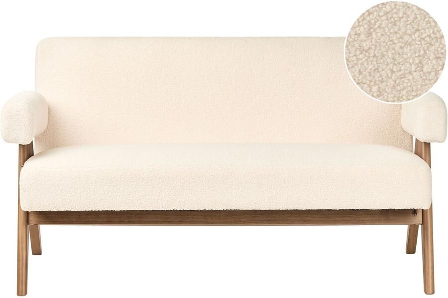 Beliani Bank TAMRE Bouclé Gebroken wit Donkerbruin 2-zitter