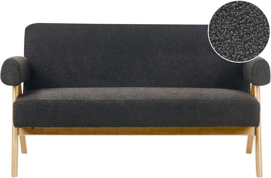 Beliani Bank TAMRE Bouclé Zwart Lichtbruin 2-zitter