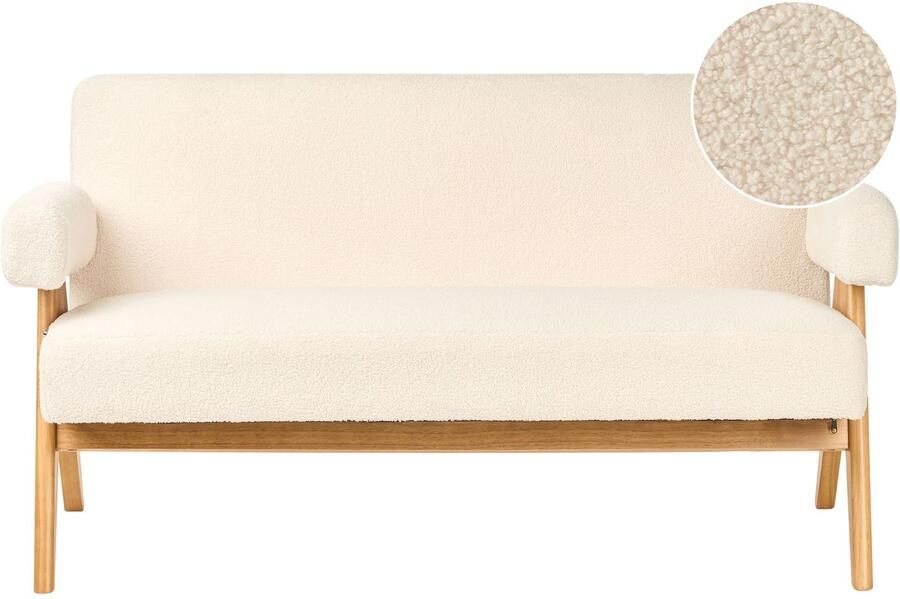 Beliani Bank TAMRE Bouclé Gebroken wit Lichtbruin 2-zitter