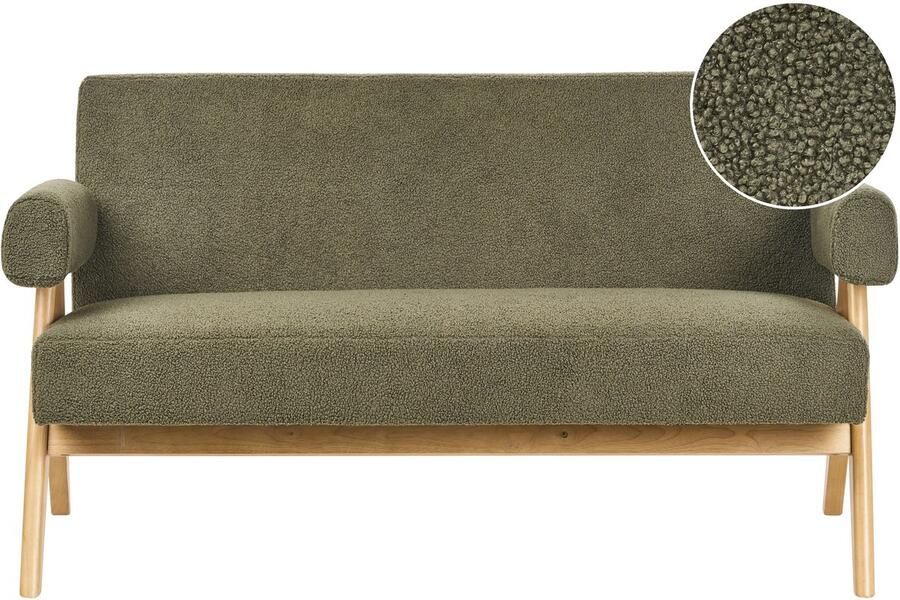Beliani Bank TAMRE Bouclé Groen Lichtbruin 2-zitter