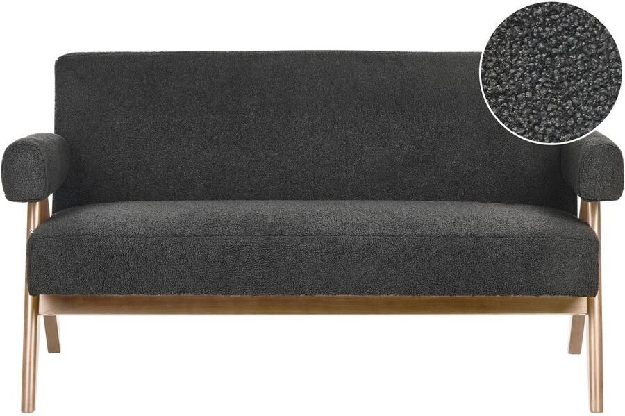 Beliani Bank TAMRE Bouclé Zwart Donkerbruin 2-zitter