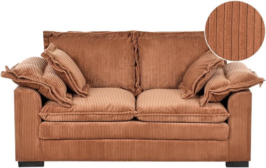 Beliani Bank TIRRO Corduroy Bruin 2-zitter