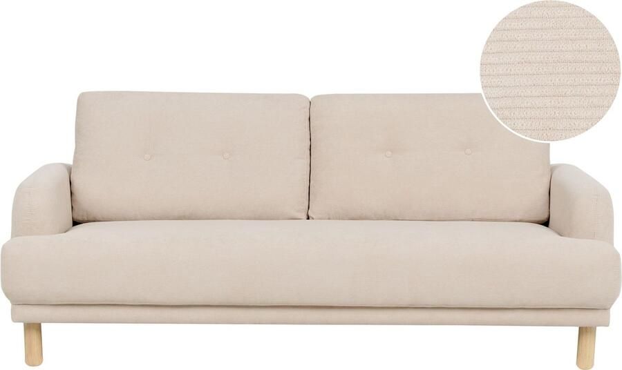 Beliani Bank TUVE Corduroy Beige 3-zitter