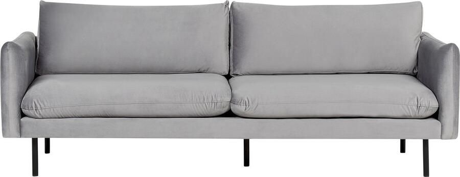Beliani Bank VINTERBRO Fluweel Grijs 3-zitter