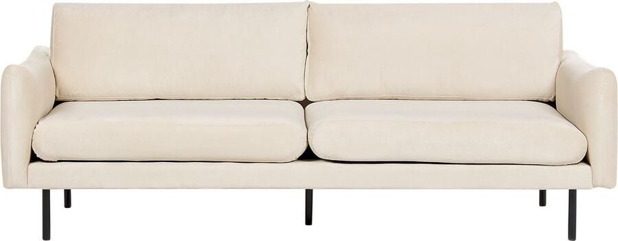 Beliani Bank VINTERBRO Fluweel Lichtbeige 3-zitter