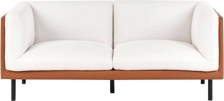 Beliani VORGOD Tweezitsbank Off-white Bruin Polyester Kunstleer