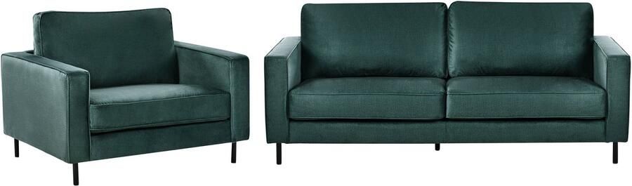 Beliani Bankenset SAVALEN Fluweel Donkergroen 4-zitter